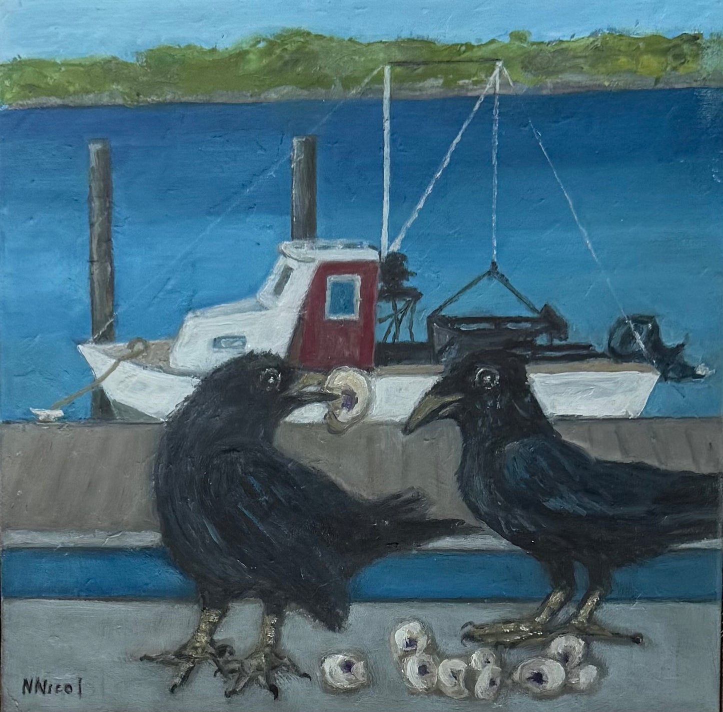 Painting - Wellfleet Harbor Crows