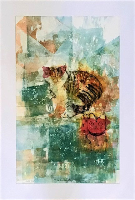 Lithograph - Two Lucky Cats
