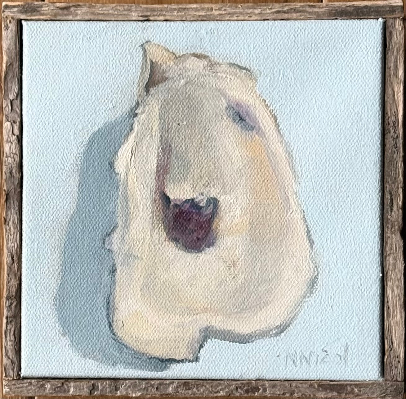Paintings - Wild Wellfleet Oyster Shell with cerulean