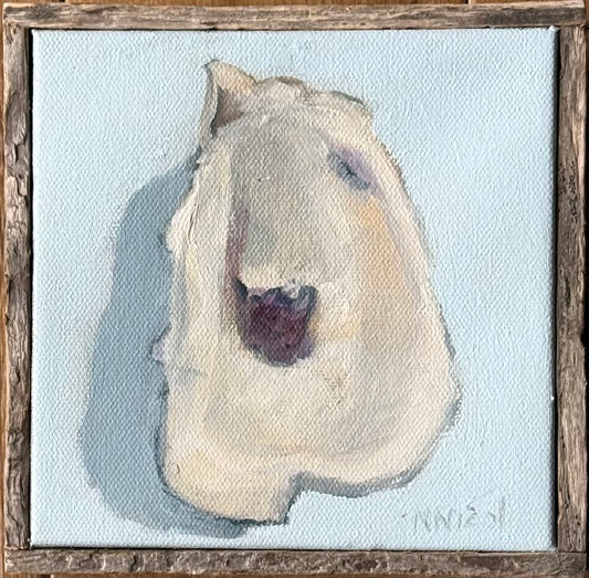 Paintings - Wild Wellfleet Oyster Shell with cerulean