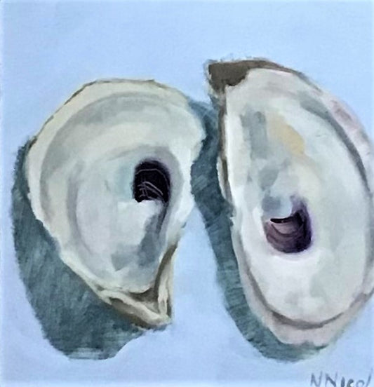 Just Oysters - Pair of Wild Oyster Shells with Ultramarine Blue Pale