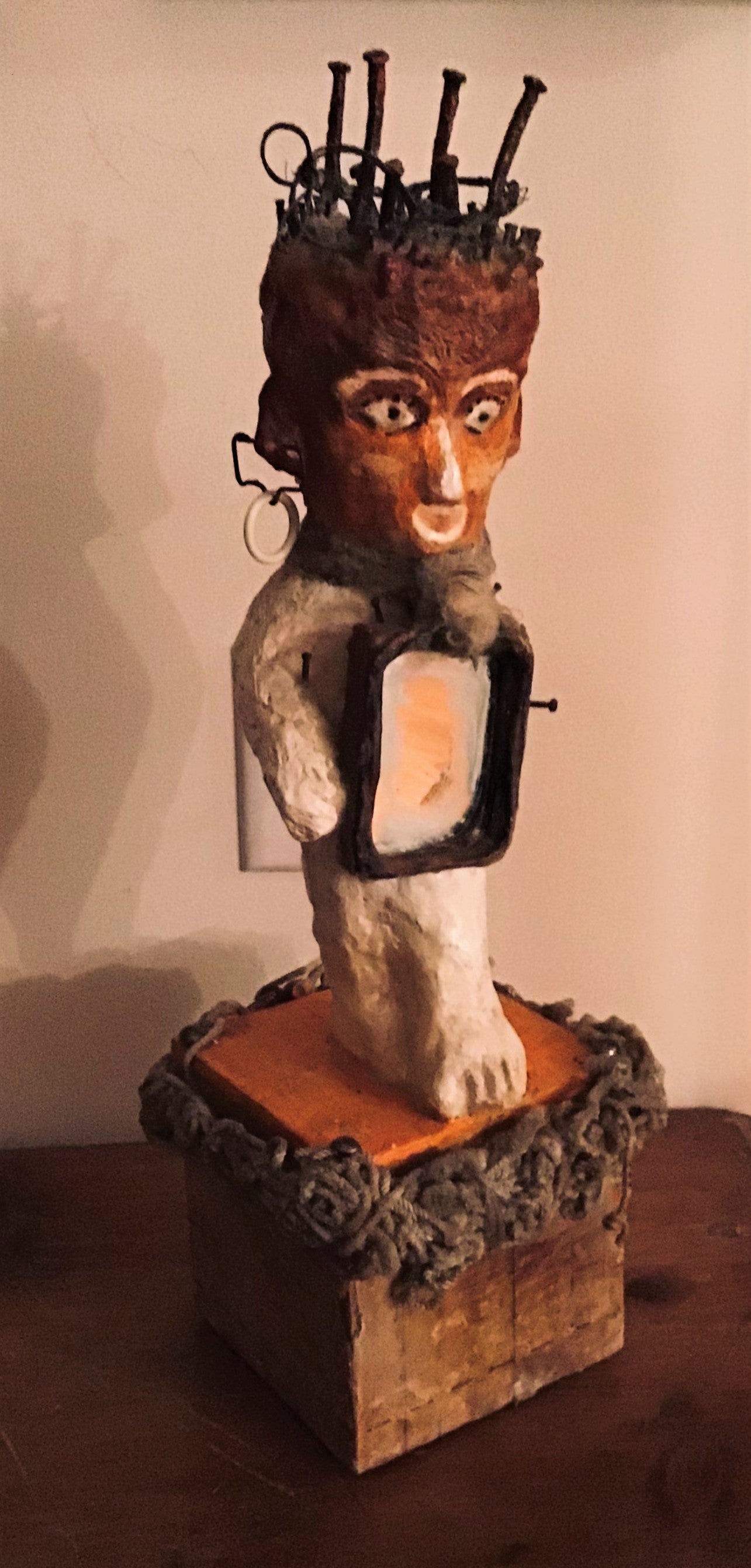 Sculpture - Totem Figure with Mirror